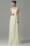 Sheath Sleeveless Illusion Floor Length Chiffon Sheath Dress/Bridesmaid Dress