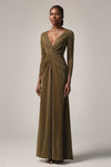 V-neck Long Sleeves Floor Length Sheath Sheath Dress