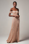 Floor Length Short Sleeves Sleeves Off the Shoulder Sequined Sheath Sheath Dress/Bridesmaid Dress
