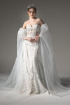 Strapless Applique Beaded Sweetheart Tulle Wedding Dress with a Cathedral Train