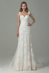 Sheath Applique Backless Sleeveless Lace Sheath Dress/Wedding Dress with a Court Train