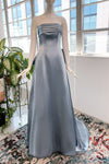 Strapless Corset Waistline Sleeveless Lace-Up Sheath Satin Sheath Dress/Wedding Dress with a Brush/Sweep Train