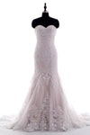 Sleeveless Applique Sweetheart Mermaid Wedding Dress with a Court Train