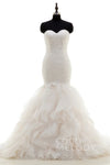 Sweetheart Mermaid Applique Tiered Sleeveless Wedding Dress with a Court Train
