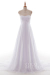 A-line Sweetheart Lace-Up Sleeveless Corset Empire Waistline Chiffon Wedding Dress with a Court Train