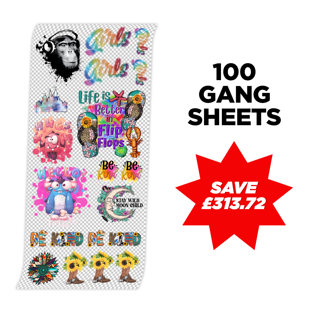 Custom DTF Heat Transfers Gang Sheet Bulk Order - 100 Gang Sheets - Amazing Transfers UK product image