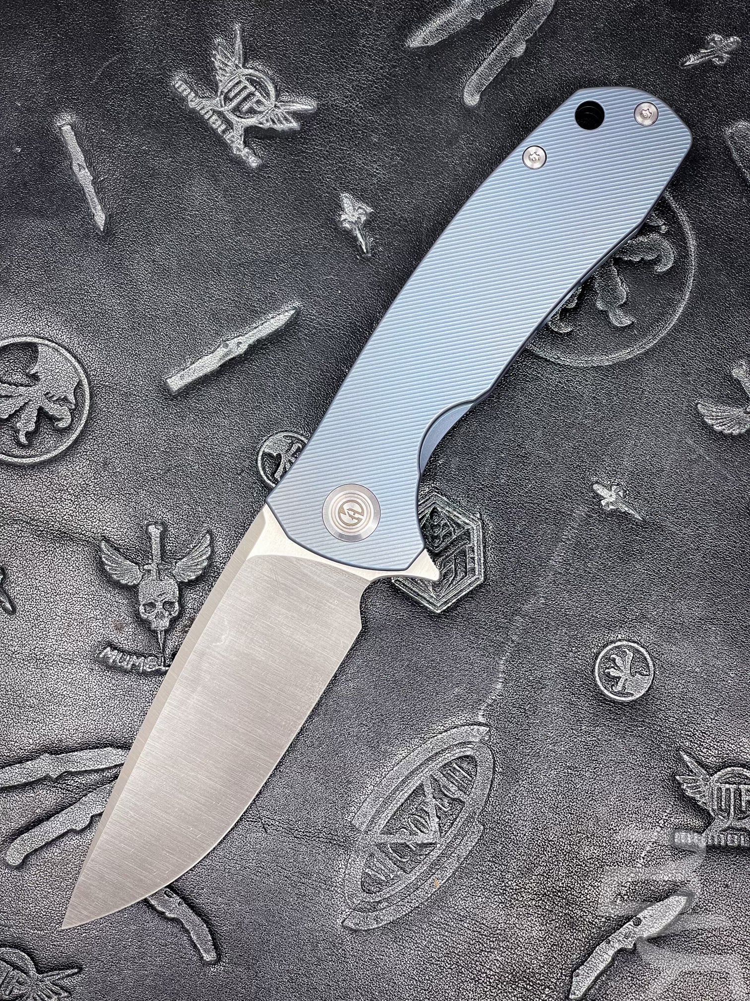 Maxace Balance Framelock Blue Full Ti Handle M390