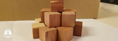 A pile of cedarwood blocks.