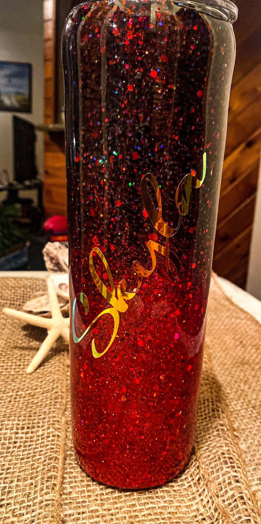 Black and Red Glitter Ombre Tumbler or Water Bottle –  coloradosunshinedesigns