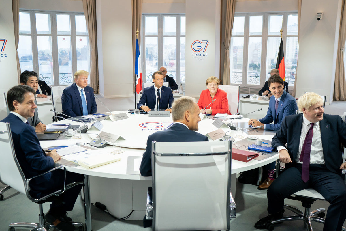 Justin Trudeau during the 45th G7 summit in Biarritz, France. - Pink socks