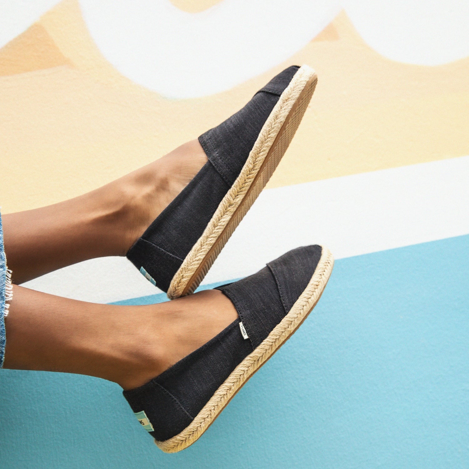 Women's Black Vegan Canvas Espadrilles Slip On