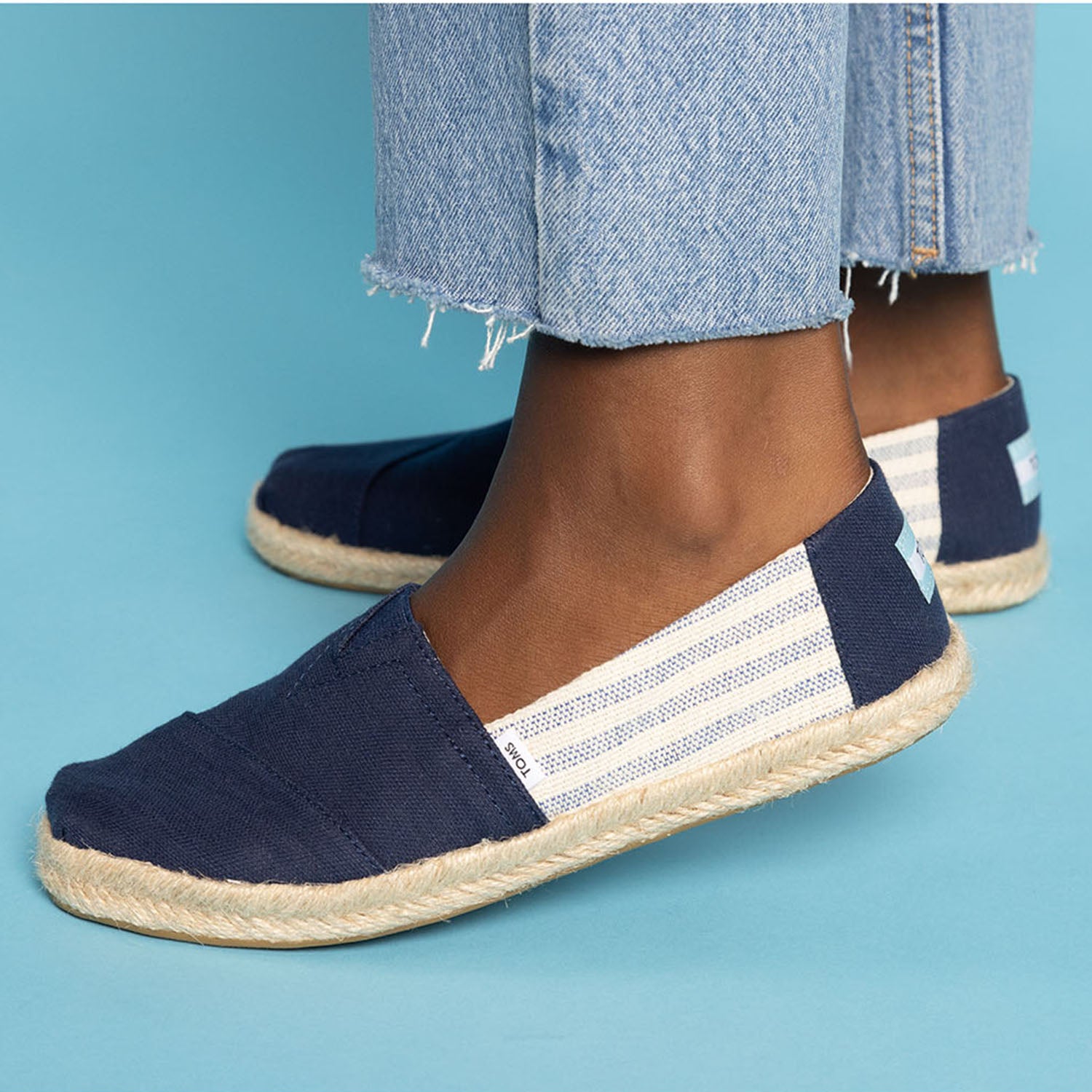 Women's Navy Stripe Sustainable Espadrilles For Women Slip On