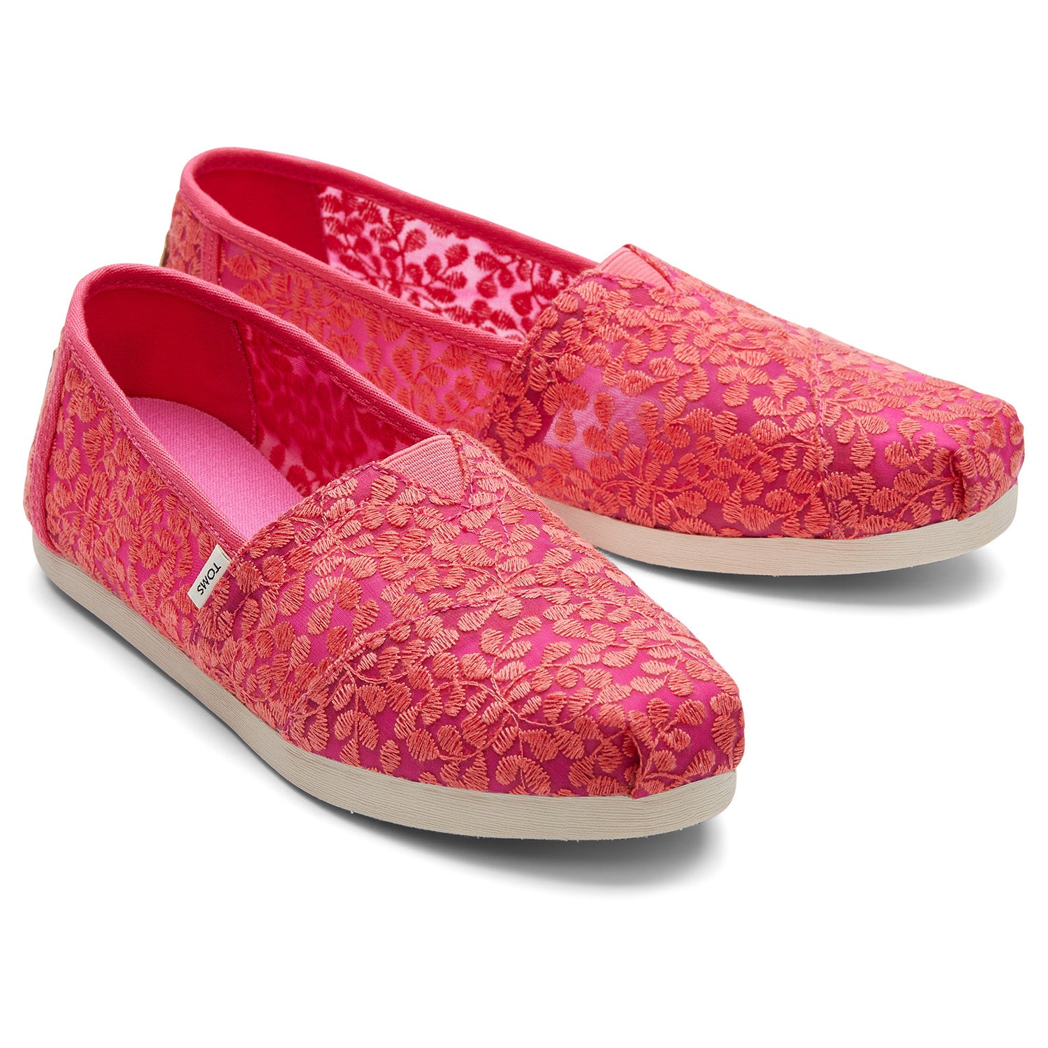 Women's Pink Botanical Lace Slip On