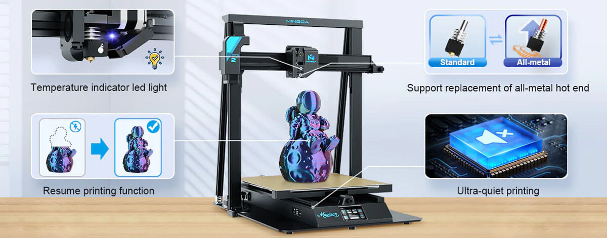 Mingda Magician Pro2 Pro 2 Large 3D Printer Professional Auto Leveling FDM 3D Printer Direct Drive Extruder Big Print 400x400x400mm