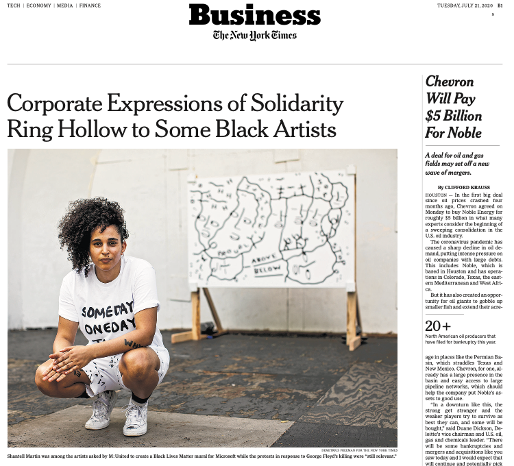 shantell on the cover of nyt bizz section
