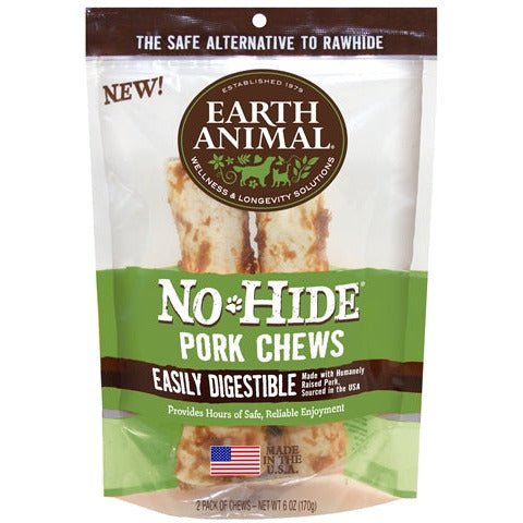 Earth Animal No Hide Pork Chews Dog Treats; 7 Inch; 2 Pack - Your Best Friend Pet Boutique