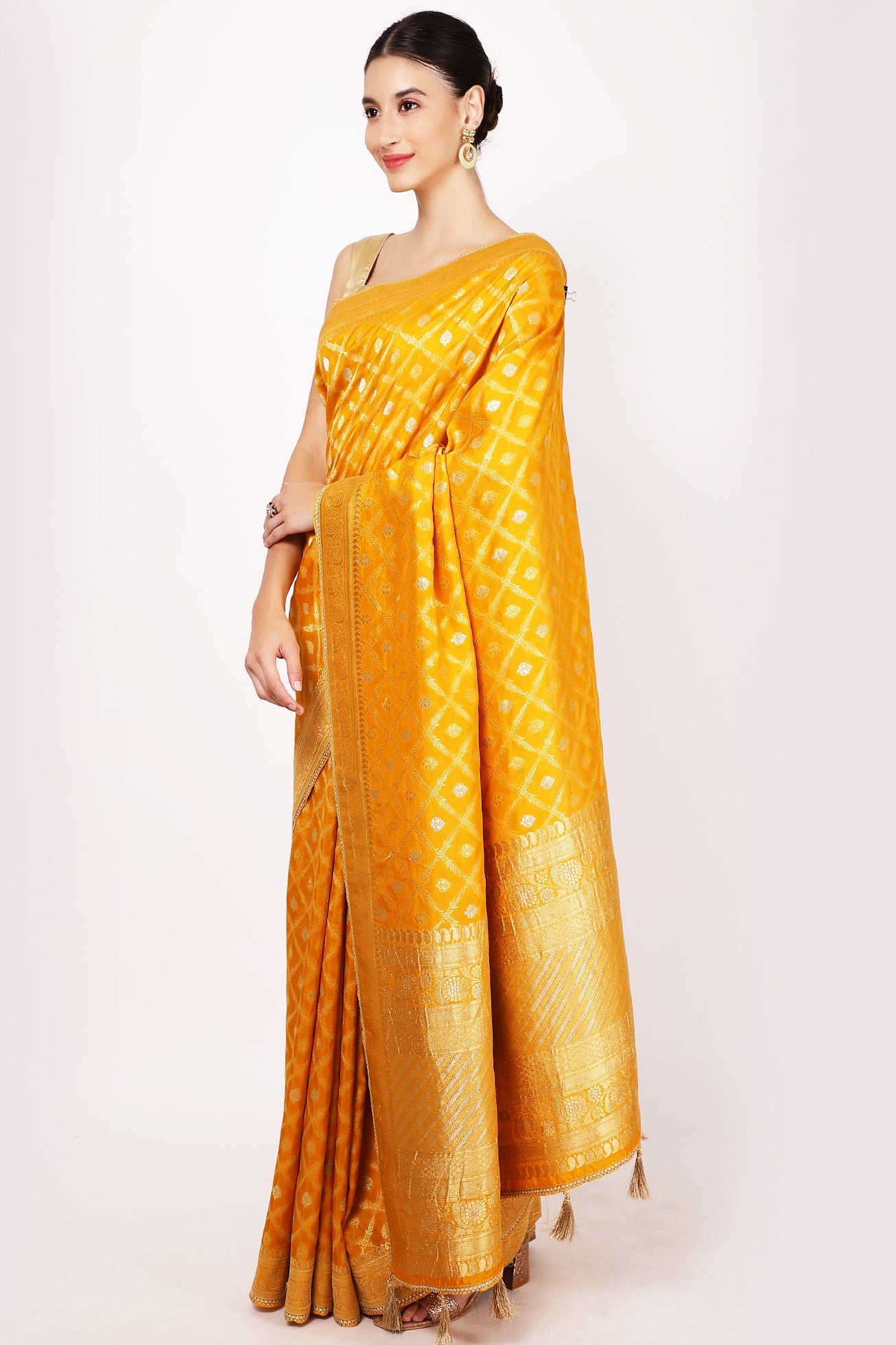 Mustard Colour Silk Saree.