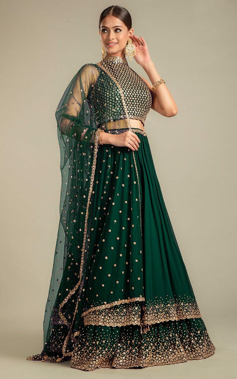 Trendy Gray and Black Partywear Lehenga