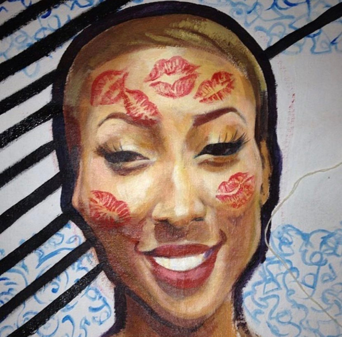 Acrylic Painting On Canvas Self Portrait of Miami Multidisciplinary Artist Yashiva Robinson 2015