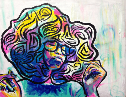 Mood - Erykah Badu 29x30 Acrylic Painting by Yashiva Robinson 2015