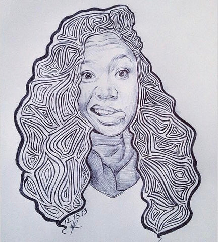 Pen Portrait Commissioned Drawing Of Tatiana Patton by Miami Multidisciplinary Artist Yashiva Robinson 2013