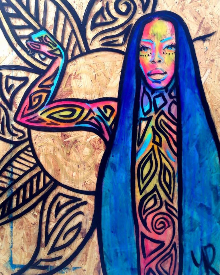 Strength - Erykah Badu on wood & plexi glass by Miami Multidisciplinary Artist Yashiva Robinson 2015