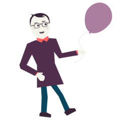An illustration of Jedd holding a balloon