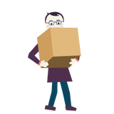 An illustration of Jedd holding a box