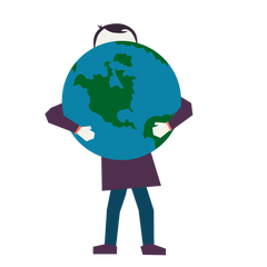 An illustration of Jedd hugging earth