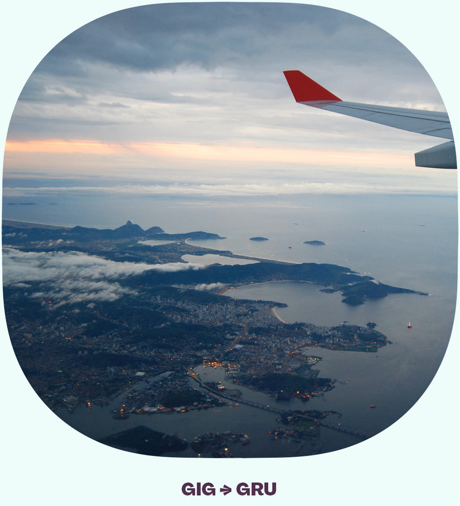The coast of Rio de Janeiro and the end of an airplane wing
