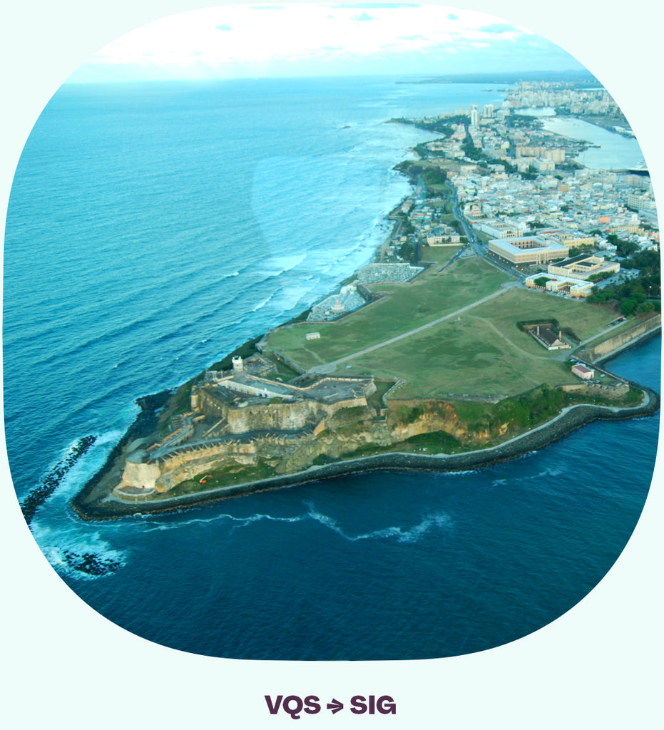 A peninsula with a fort seen from above