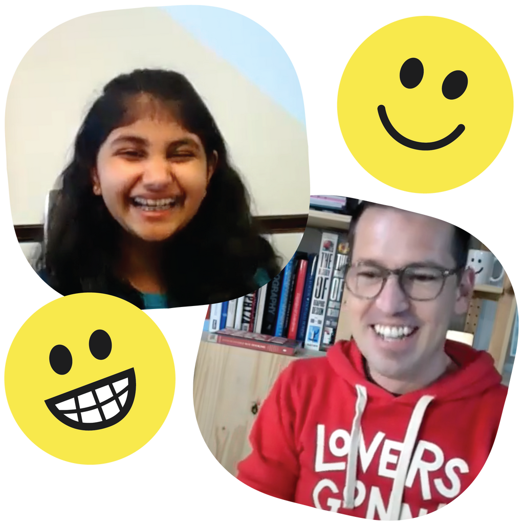 Photo of Jedd, Ria, and some smiley emoticons