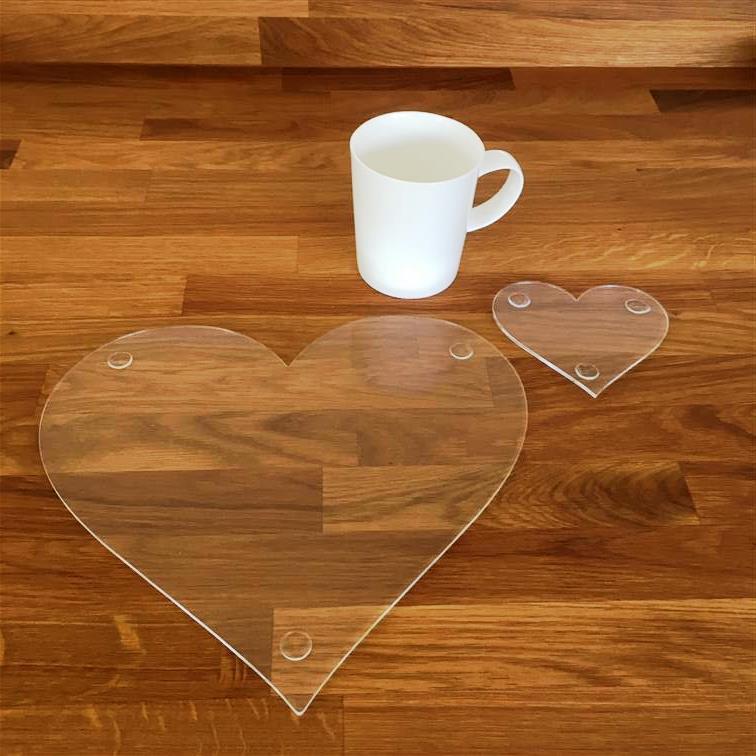 Heart Shaped Placemat and Coaster Set - Clear