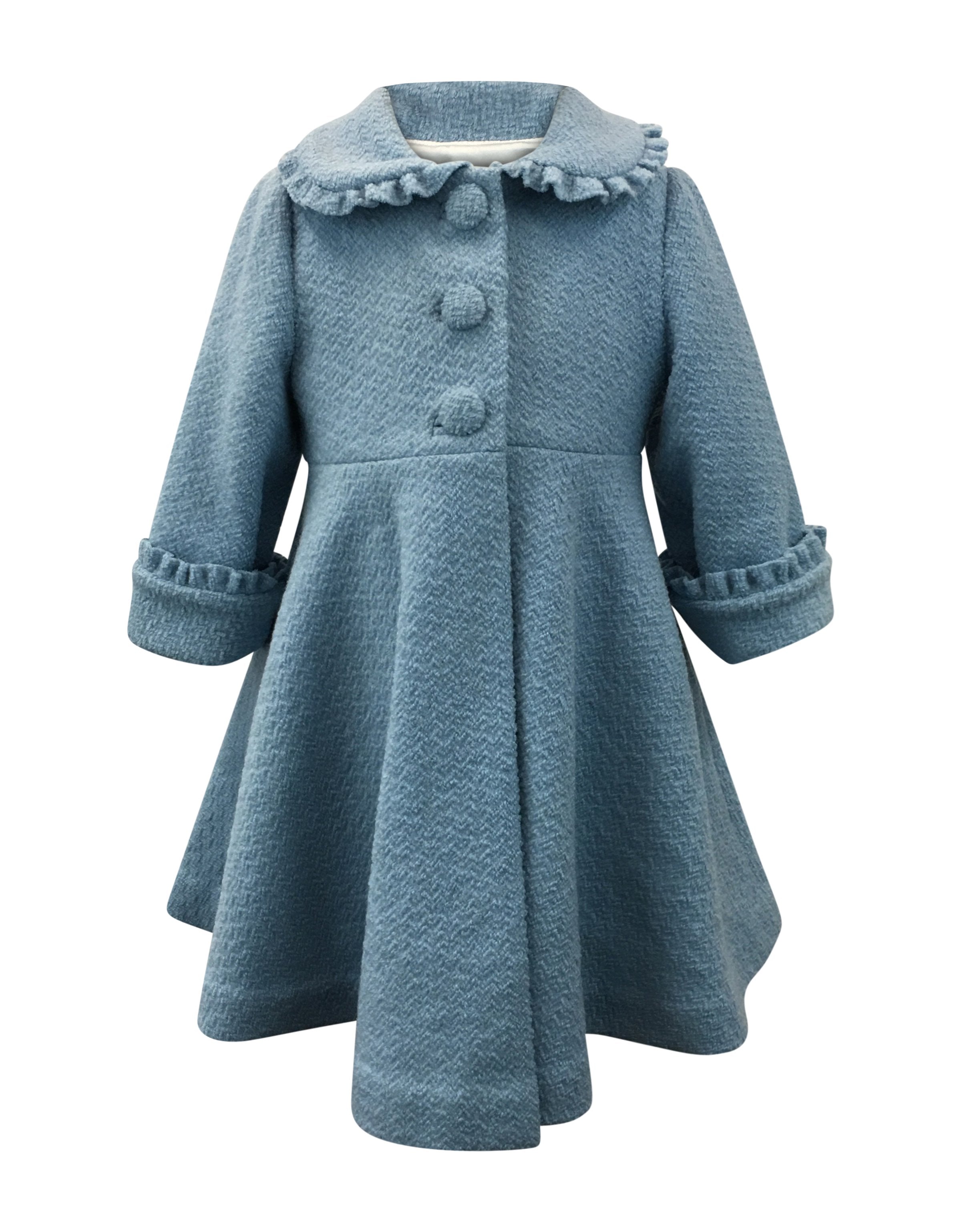 Image of Helena and Harry Girl's Blue Boucle with Ruffles Coat