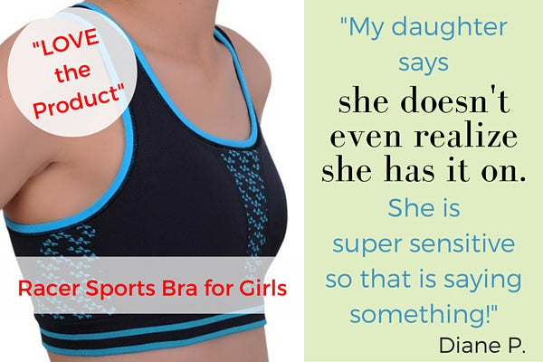 Review of Racer Sports Bra for Girls: My daughter says she doesn't even realize she has it on.