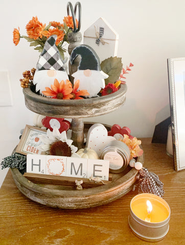 fall tiered tray decor