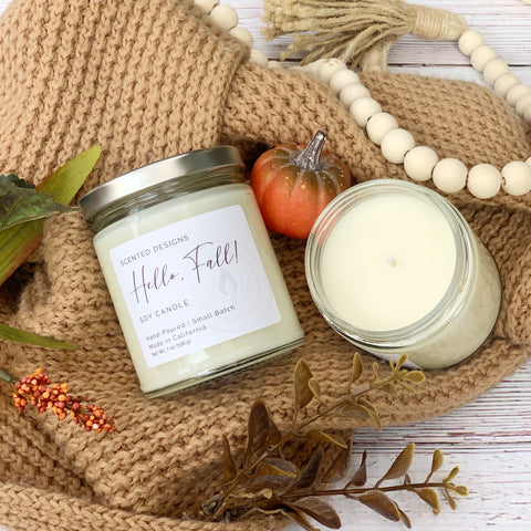 hello fall scented candle