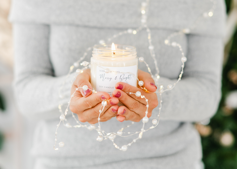 Merry and Bright soy candle for christmas 