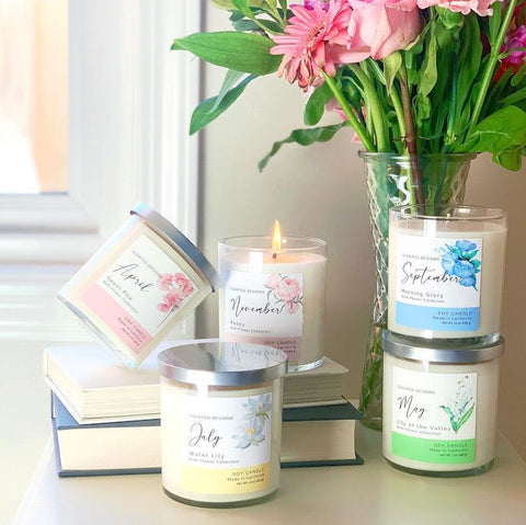 birth month flower candle collection