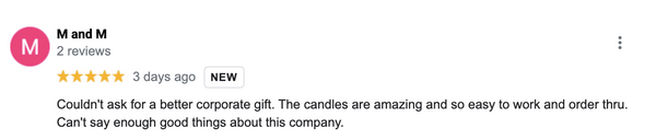 5 star review for candles corporate gifts