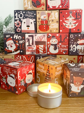 advent calendar candle with gift box