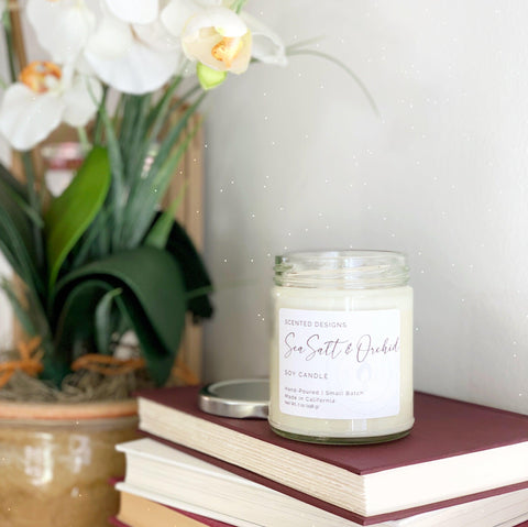 Sea Salt Orchid candle with orchids