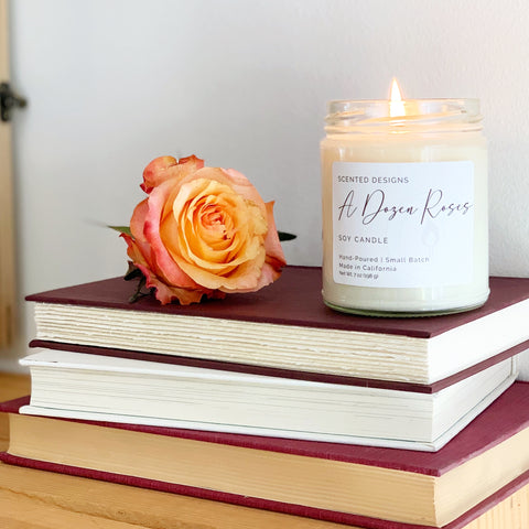 Rose scented soy candle