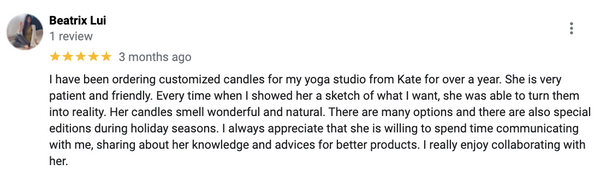 custom candles with logo google review