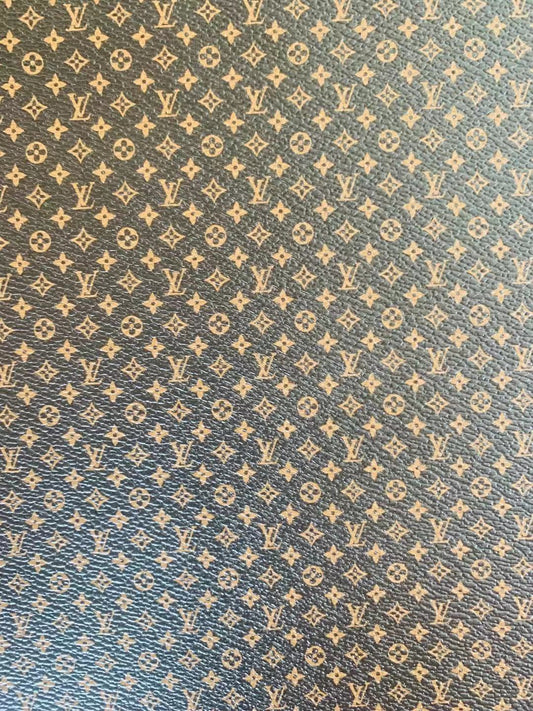 LV Black Vinyl fabric with mini gold Patterns