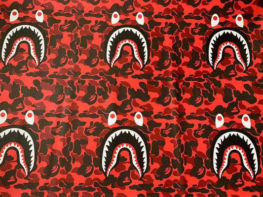 Fashion Red Bape Shark Teeth WGM Design Custom Leather Fabric For Bags –  chaofabricstore