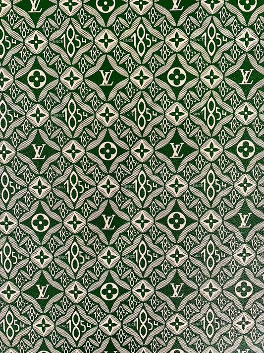 Green LV fabric  Louis Vuitton leather fabric green 