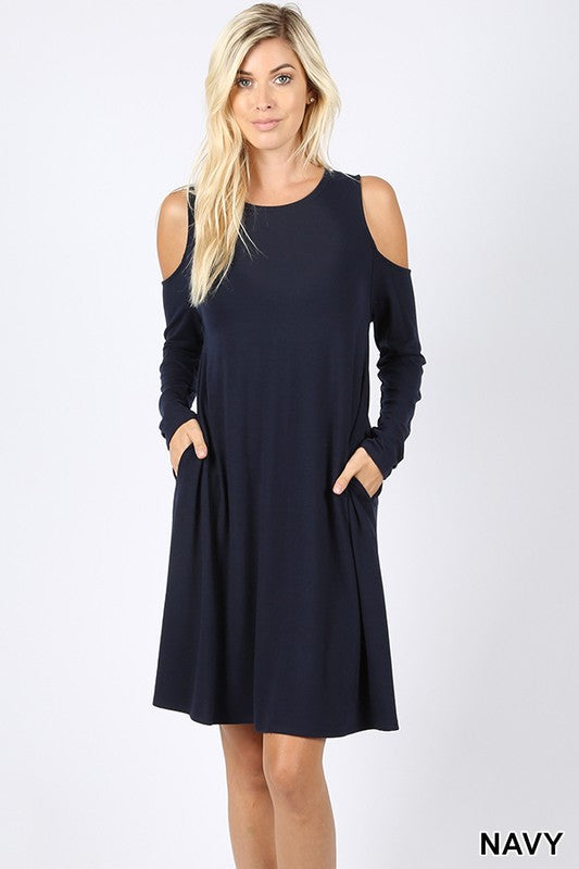 cold shoulder dress with pockets