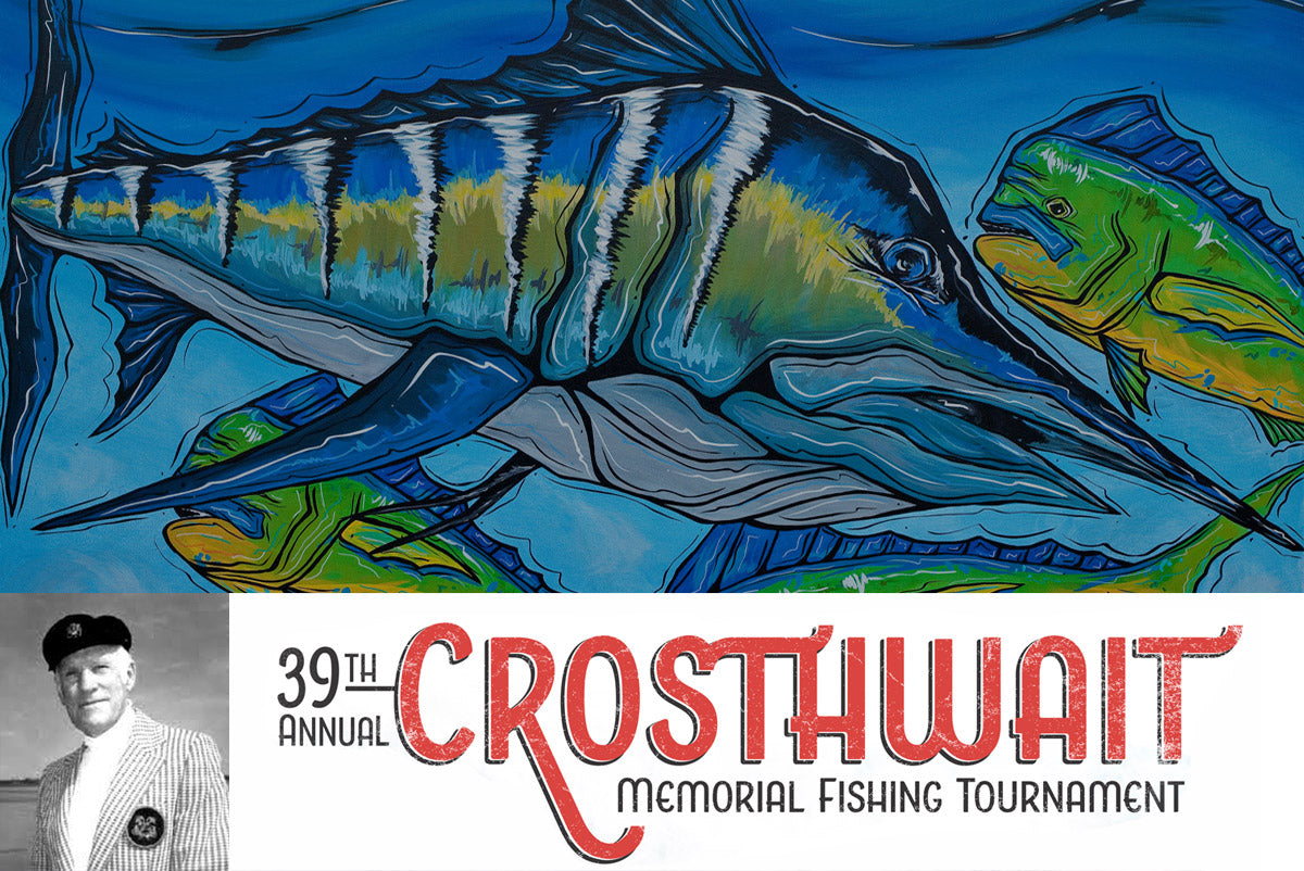 Crosthwait Memorial Fishing Tournament committee works with Salty printing to make shirts for the Tournament