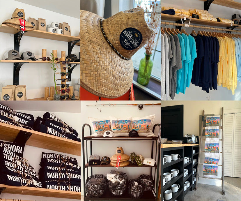 Inside the custom apparel shop at The North Shore Cafe on Anna Maria Island